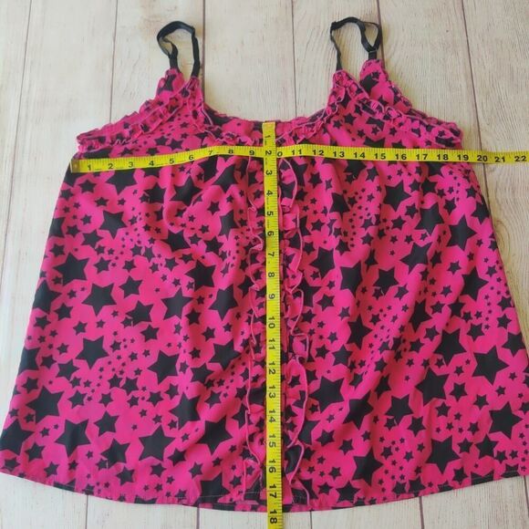 Justify star print ruffle trim button front cami sz L - Picture 5 of 6